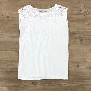 LOFT XXSP Women’s White Embroidered T-Shirt